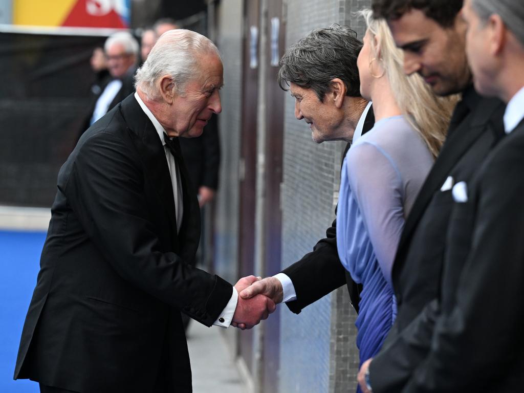 The King was decked out in a tuxedo for the glamorous premiere. Picture: Kate Green/Getty Images for National Geographic