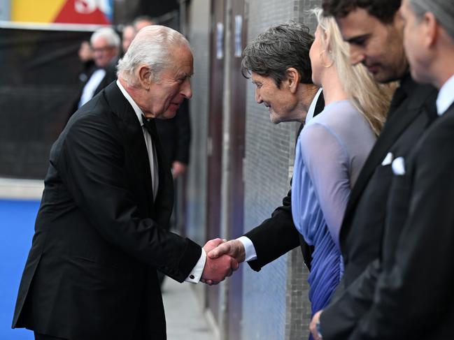 The King was decked out in a tuxedo for the glamorous premiere. Picture: Kate Green/Getty Images for National Geographic