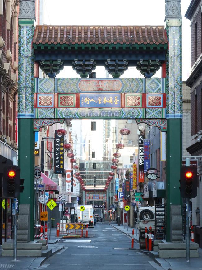 Melbourne’s Chinatown is deserted. Picture: NCA NewsWire / David Crosling