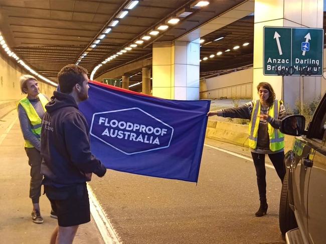 A group of activists called Fireproof Australia blocked the Western Distributor road near the Harbour Bridge. Picture: Supplied