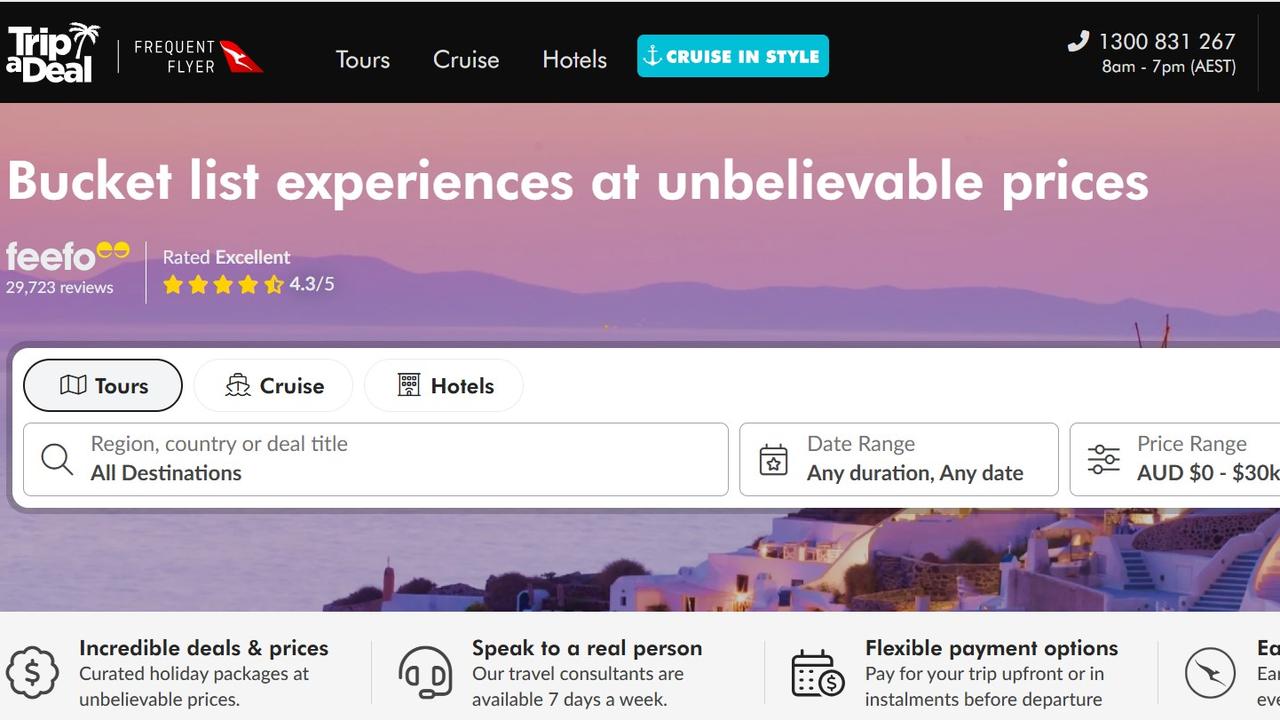 TripADeal is fully owned by Qantas. Picture: Screenshot