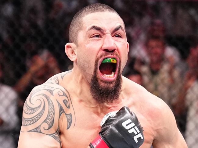 RIYADH, SAUDI ARABIA - JUNE 22: Robert Whittaker of New Zealand reacts after his victory against Ikram Aliskerov of Russia in a middleweight fight during the UFC Fight Night event at Kingdom Arena on June 22, 2024 in Riyadh, Saudi Arabia. (Photo by Chris Unger/Zuffa LLC via Getty Images)