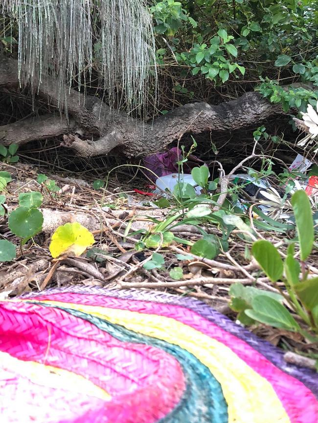 A multi-coloured sombrero was an eye-catching piece of rubbish left behind by visitors to Double Island Point last weekend. Photo: Nicole Bragg