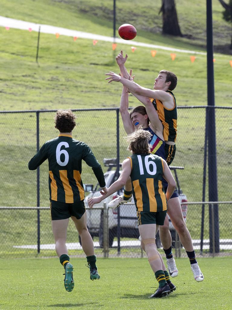 Action from the SATIS football grand final between Guilford Young College and St Patrick’s College. Picture: Chris Kidd