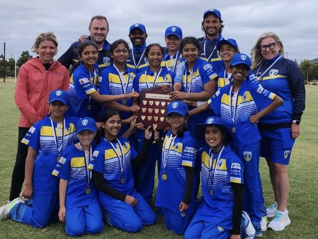 WRJCA representative girls celebrating after winning the VMCU U12 Claudia Fatone shield. Picture: Supplied