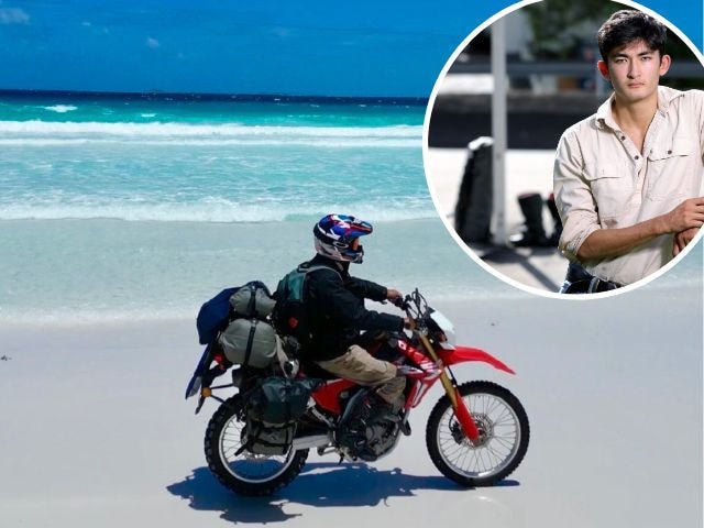 American tourist Max Cramer had his motorbike stolen while attempting to complete a lap of Australia.