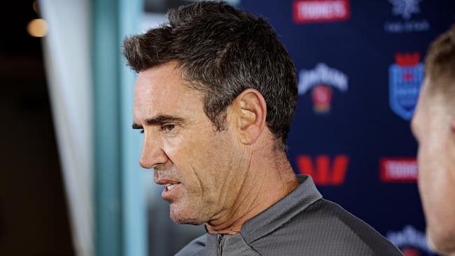 NSW Blues coach Brad Fittler speaks to media at the press conference. Picture: Adam Yip