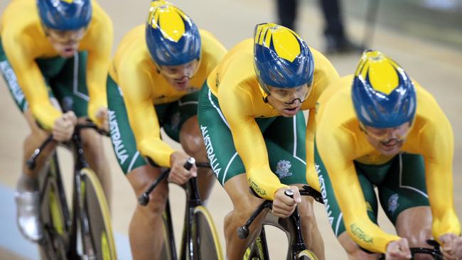 Graeme Brown, Jack Bobridge, Mark Jamieson and Luke Roberts during the 2008 Beijing Olympics.