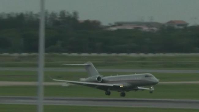 The jet carrying Mr Assange lands in Bangkok on Monday night. Picture: Sky News