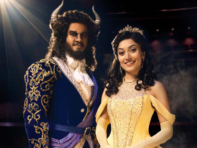 Shubshri Kandiah and Brendan Xavier in Disney's Beauty and The Beast the musical. Picture: Supplied by Disney