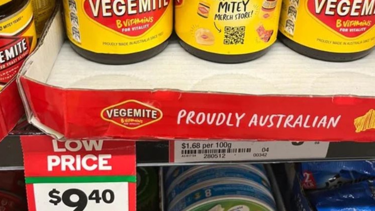 The 560g jar of Vegemite was on sale for the ‘low price’ of $9.40. Picture: Reddit