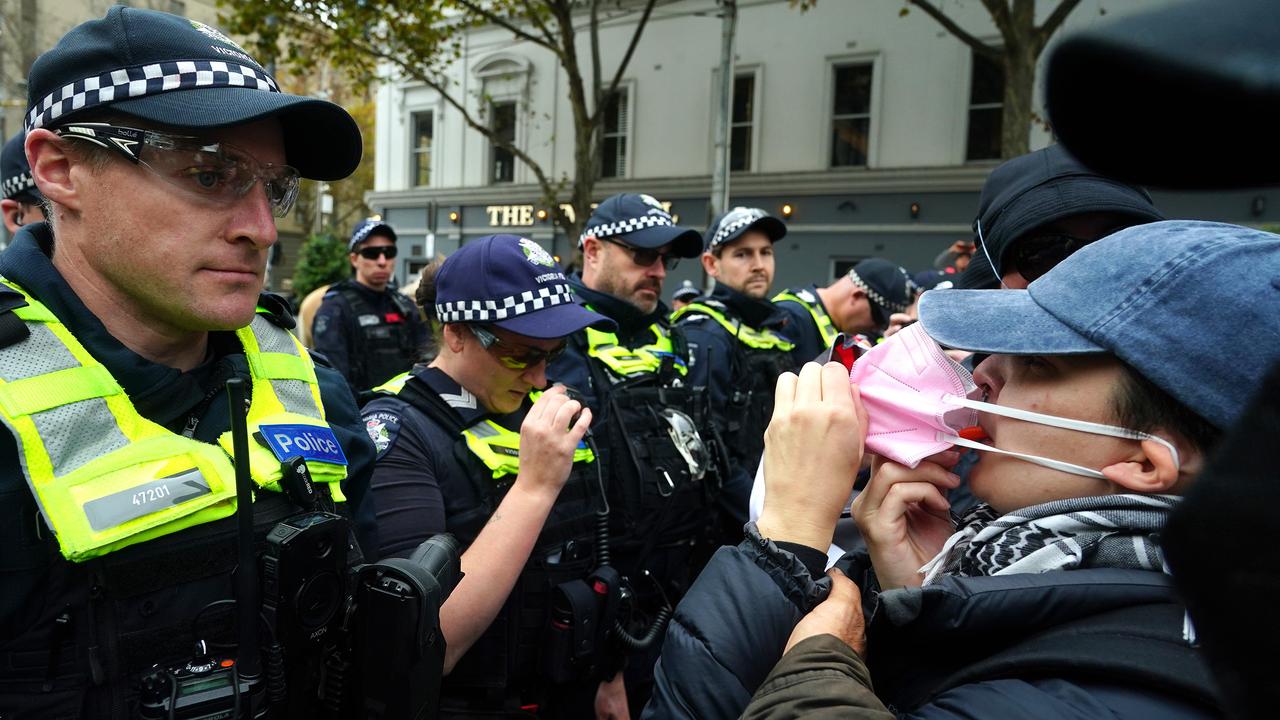 Police confirmed six people were arrested following the protest. Picture: NCA NewsWire / Luis Enrique Ascui