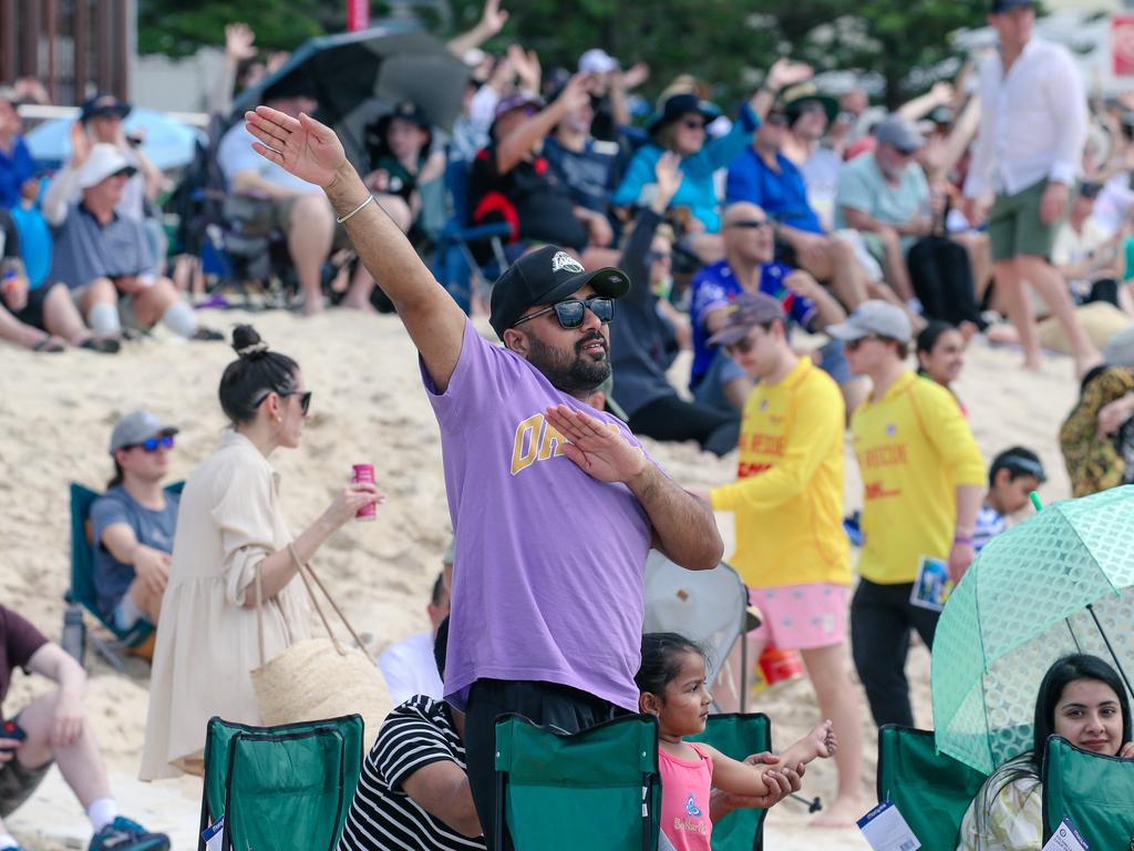 Crowds enjoying the inaugural Pacific Air Show over Surfers Paradise. Picture: Glenn Campbell