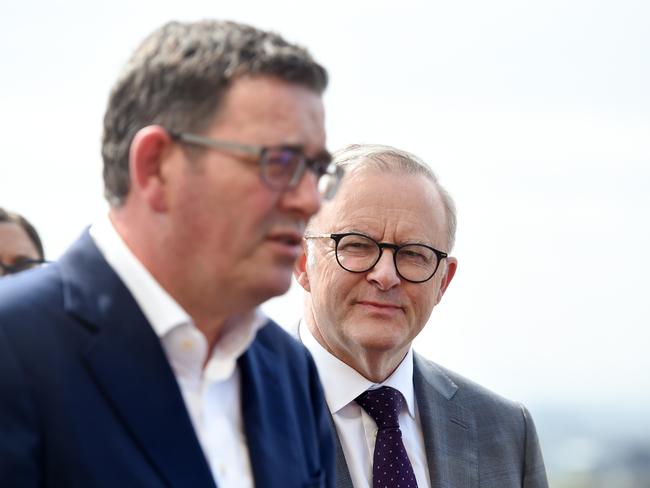 MELBOURNE, AUSTRALIA - NewsWire Photos SEPTEMBER 19TH, 2023: Australian Prime Minister Anthony Albanese, makes an announcement at the Royal Exhibition Building, wth Victorian Premier Daniel Andrews. Picture : NCA NewsWire / Nicki Connolly