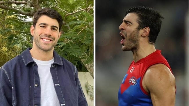 Christian Petracca on and off field. Photos: Instagram/Getty Images