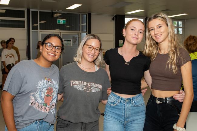 Sasha Chang, Victoria Searle, Keeley Paskins and Sophie Brunton experience a day in the life of a uni student at CQUniversity's Mackay Uni Experience.Picture: Michaela Harlow