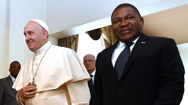 Mozambique President Filipe Nyusi with Pope Francis this year. Picture: AFP