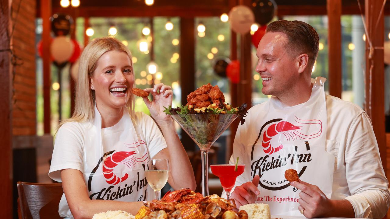 Gemma Oldfield and Nick Donaldson enjoying lunch, at a Kickin'Inn location in NSW. Picture: Justin Lloyd