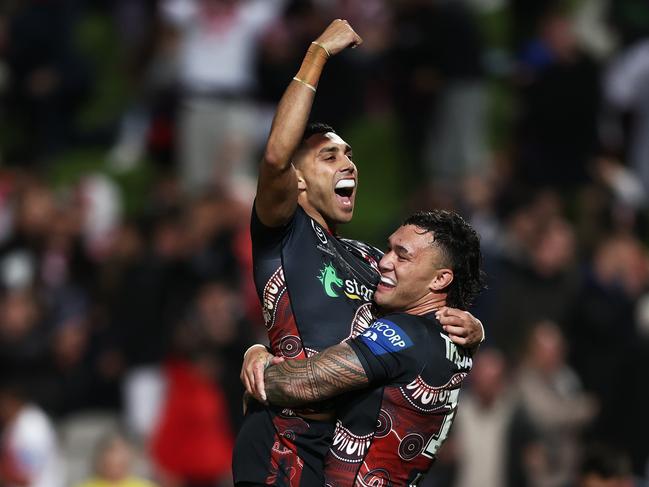 Tyrell Sloan (L) wants to continue playing in the Koori Knockout despite the risks. Picture: Getty Images