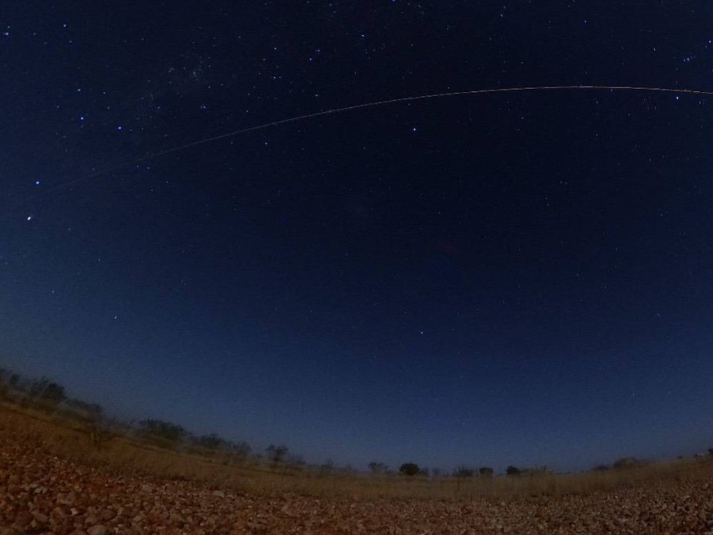 Photos captured the capsule becoming a fireball over the South Australian outback as it approached Earth. Picture: JAXA