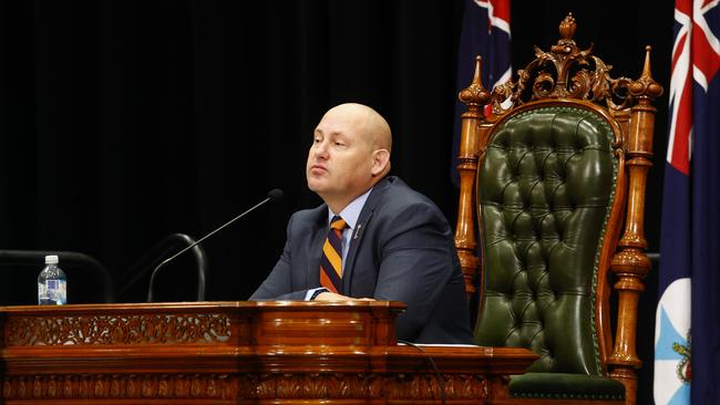 Speaker of the House and Member for Mulgrave Curtis Pitt appeared unwell during the regional sitting of Queensland Parliament, held at the Cairns Convention Centre. Picture: Brendan Radke