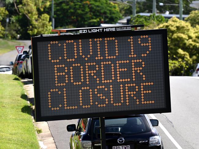 COOLANGATTA, AUSTRALIA - NewsWire Photos - JANUARY 28, 2021.An electronic sign displaying a message regarding the New South Wales - Queensland border closure in Coolangatta on the Gold Coast. The QLD border will open to all parts of NSW from February 1.Picture: NCA NewsWire / Dan Peled