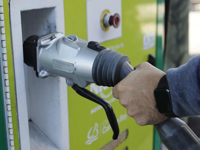 Generic picture of an electric car charging station in Sydney on Friday, July 21, 2017. (AAP Image/Daniel Munoz)