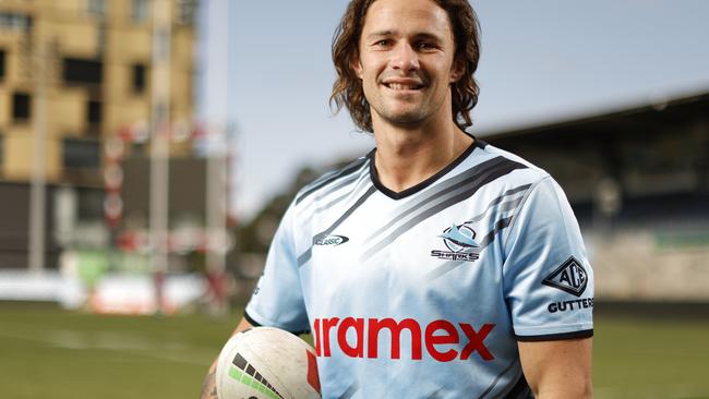 DAILY TELEGRAPH SEPTEMBER 10, 2024. Sharks Nicho Hynes pictured at Shark Park ahead of their finals clash against Melbourne on Saturday night. Picture: Jonathan Ng