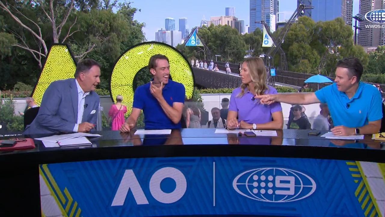 John Millman called Alex de Minaur on live TV. Photo: Channel 9.