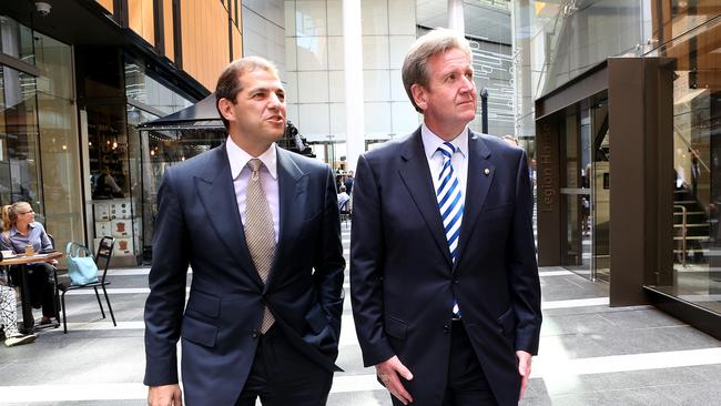 Daniel Grollo, CEO of Grocon and Barry O'Farrell, Premier of NSW, at the ANZ Tower and Liberty Place opening in Sydney.