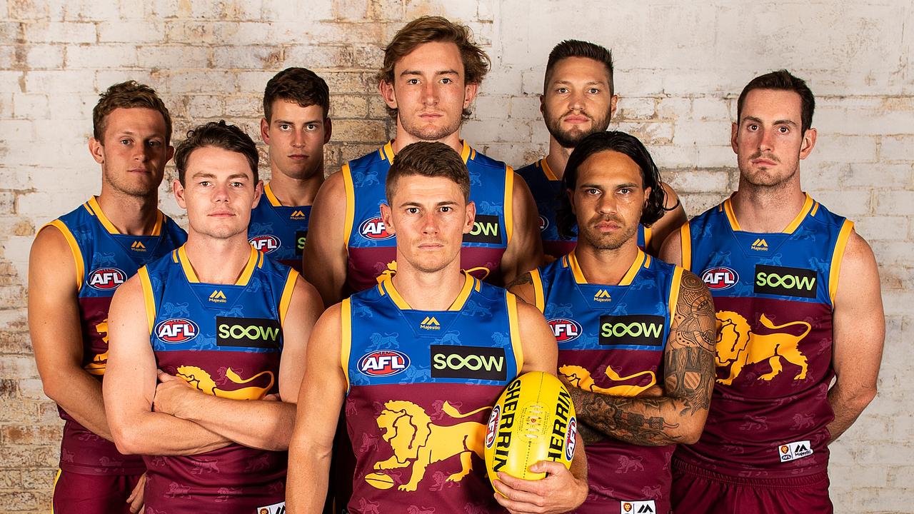 The Brisbane Lions’ leadership group for 2019.