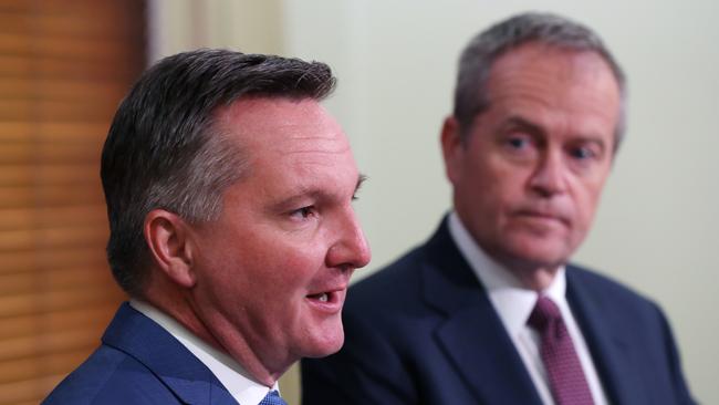 Labor leader Bill Shorten (right) and shadow Treasurer Chris Bowen (left).