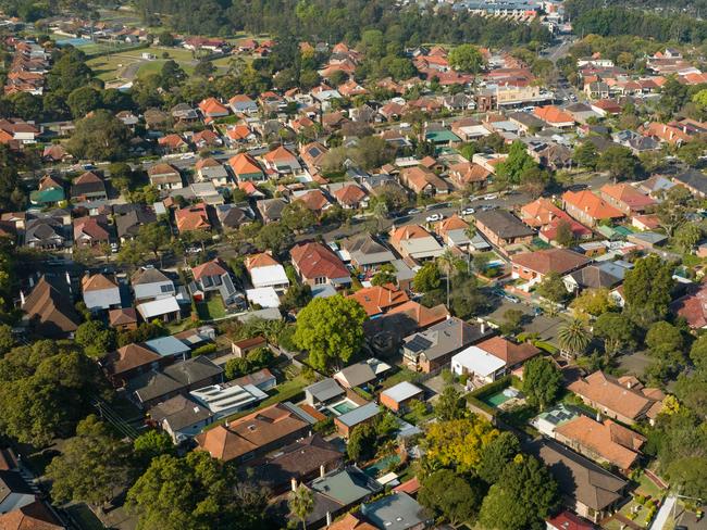 SYDNEY, AUSTRALIA - NewsWire Photos SEPTEMBER 14 2023. Generic housing & real estate house generics. Pic shows aerial view of suburban rooftops in Summer Hill, taken by drone. Picture: NCA NewsWire / Max Mason-Hubers