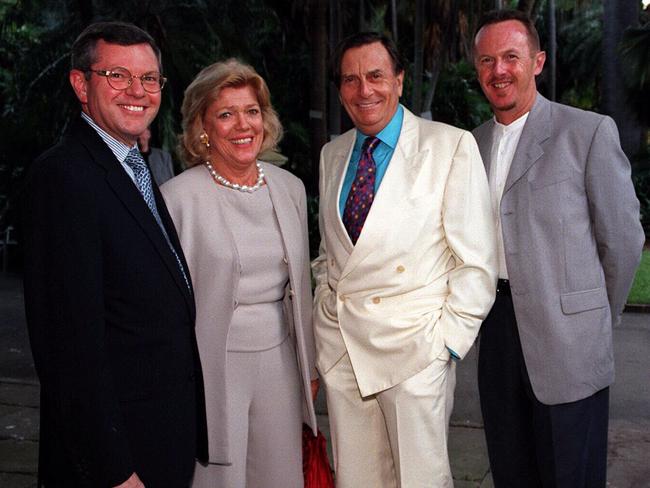 Philip Bacon, Ros Packer, Barry Humphries and Frank Howarth in 1997.