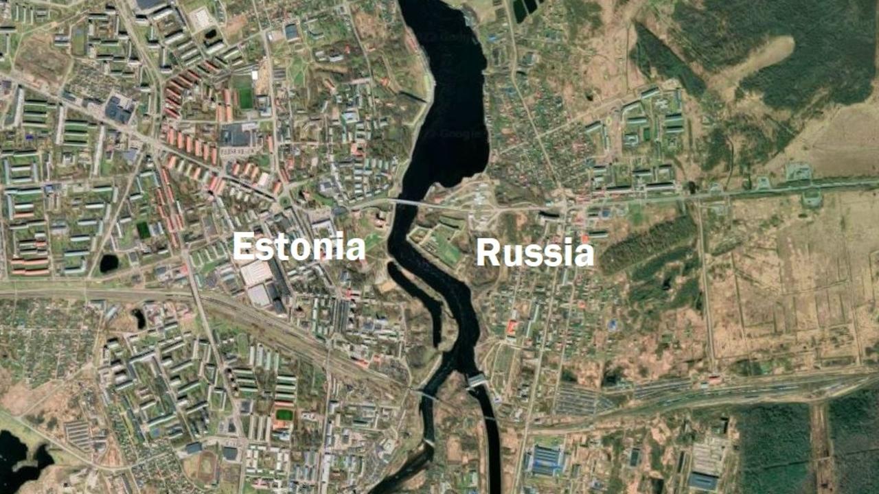 Only a narrow stretch of river separates Narva, in Estonia, from Russia. Picture: Google