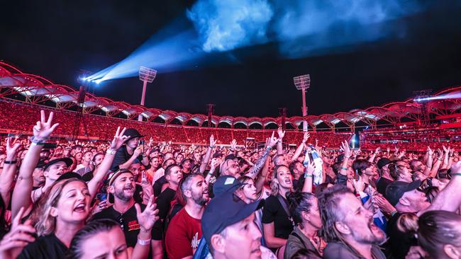 US rock band Pearl Jam performing at People First Stadium, Gold Coast, on the opening night of its Dark Matter Australian tour. Picture: Simone Gorman Clark