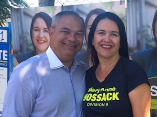 Mayor Tom Tate with candidate Mary-Anne Hossack at pre-polling.