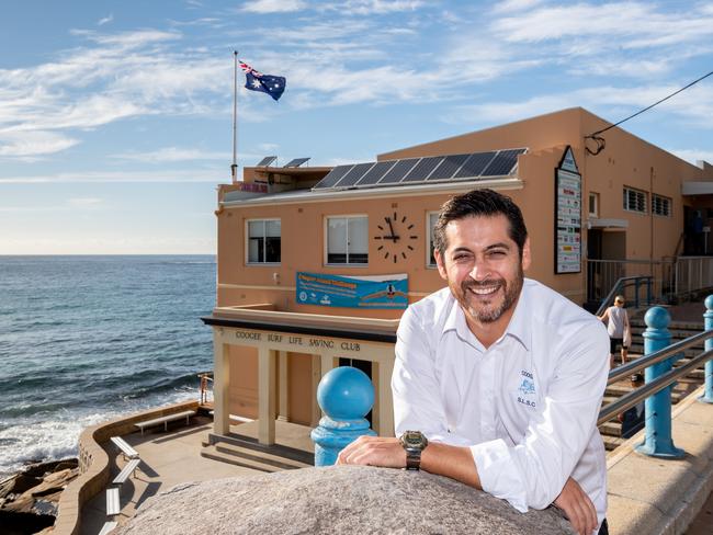 Matt Fernandez poses for a photo outside Coogee Surf Life Saving Club. Picture: Monique Harmer