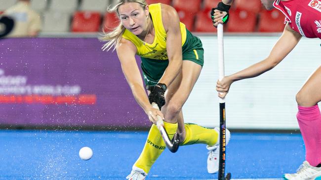 Mackay’s Claire Colwill in action for the Hockeyroos at the 2022 FIH World Cup. Photo: Florencia Tan Jun/Gallo Images