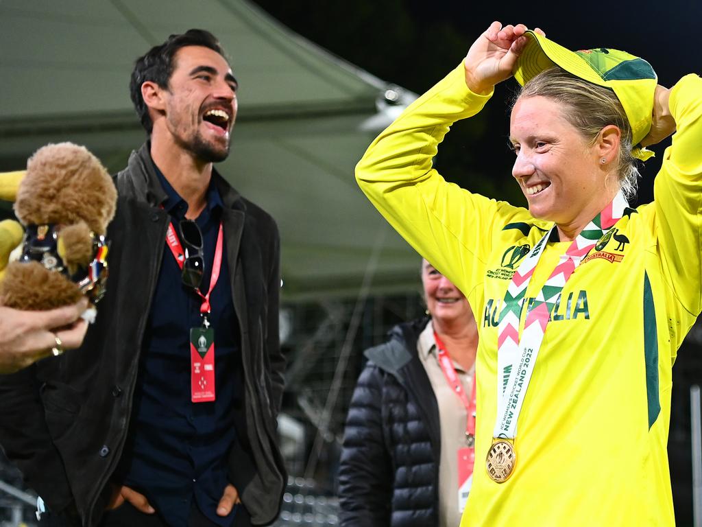 With the World Cup won, Healy was already looking forward to time off with husband, Mitch. Picture: Hannah Peters/Getty Images