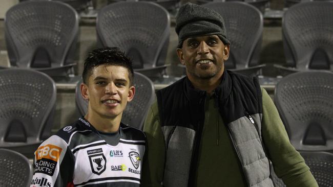 Jayden Campbell with his father Preston Campbell.