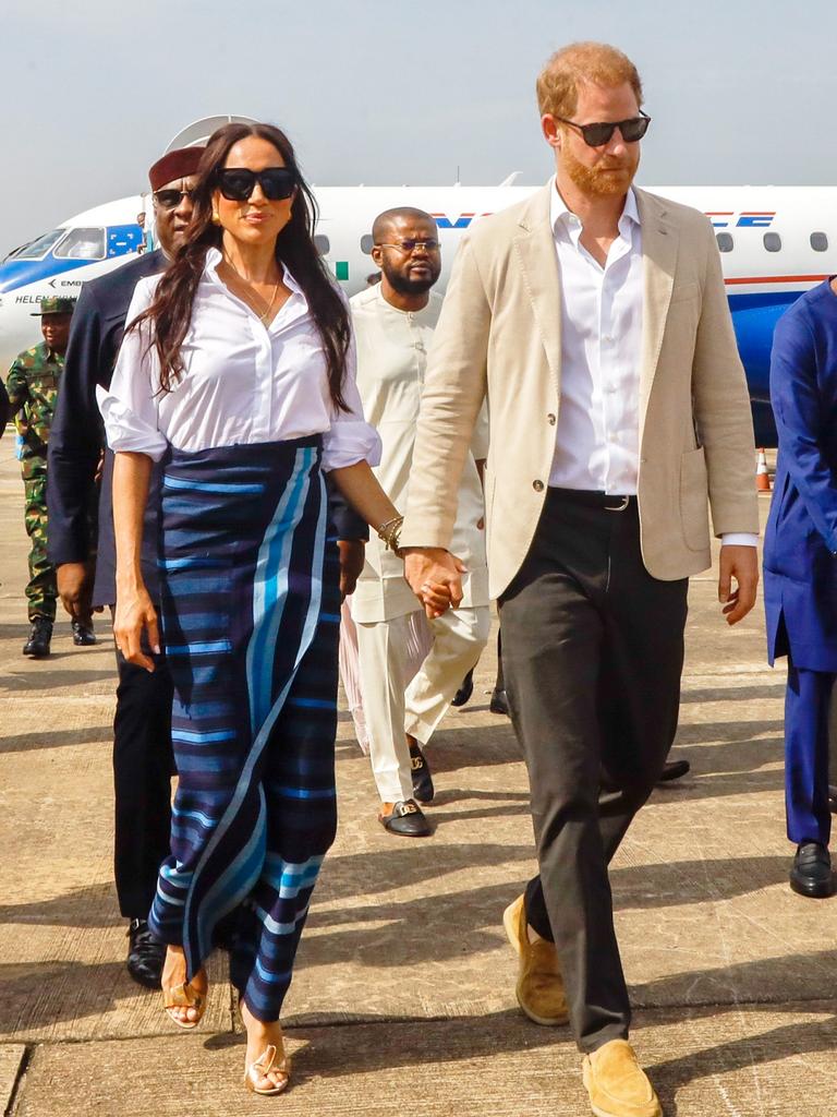 The staffer joined the couple ahead of their high-profile tour of Nigeria in May. Picture: Getty Images