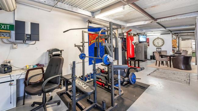 The gym at the Hells Angels’ Adelaide clubhouse.