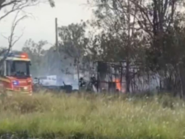 WATCH: Raging Central Qld shed fire under investigation