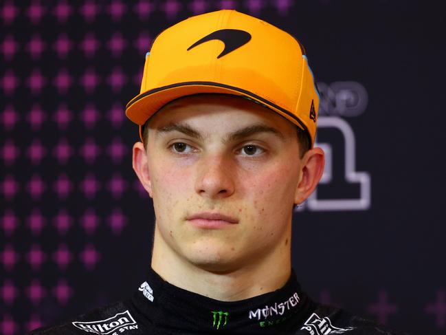 SPIELBERG, AUSTRIA - JUNE 29: Second placed Oscar Piastri of Australia and McLaren attends the press conference after the Sprint ahead of the F1 Grand Prix of Austria at Red Bull Ring on June 29, 2024 in Spielberg, Austria. (Photo by Clive Rose/Getty Images)