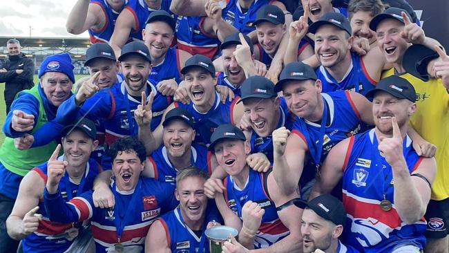 Daylesford celebrate their Centrals Highlands premiership.