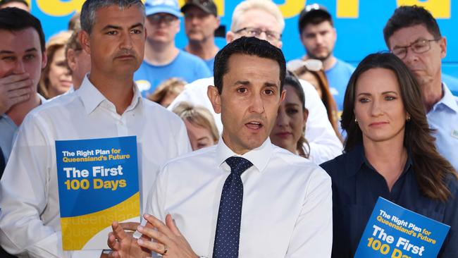 Queensland opposition leader David Crisafulli during a press conference at Metricon Stadium. Picture: Tertius Pickard