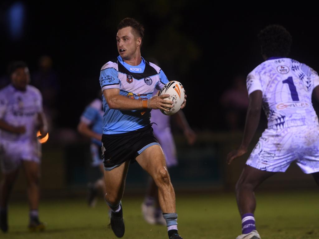 Sharks' Mitch Burke plays against Darwin Brothers in the Humpty Dumpty Foundation round of 2022 NRLNT season. Picture: (A)manda Parkinson