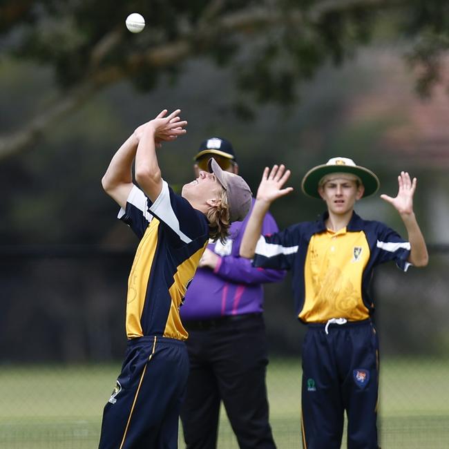 Lachlan Cornwell under the ball. Picture: Michael Gorton