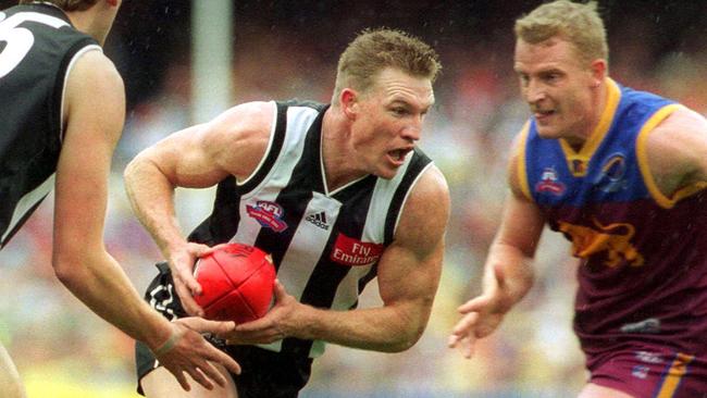 Nathan Buckley and Michael Voss in the 2002 Grand Final.